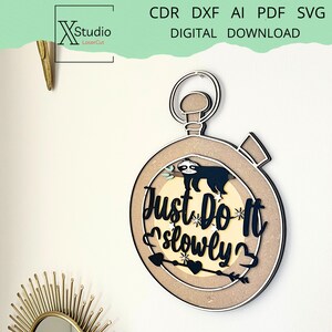 Sloth Lovers Rejoice: Unique Laser Cut Vintage Clock SVG Download File for Home Decoration - Just Do It Slowly
