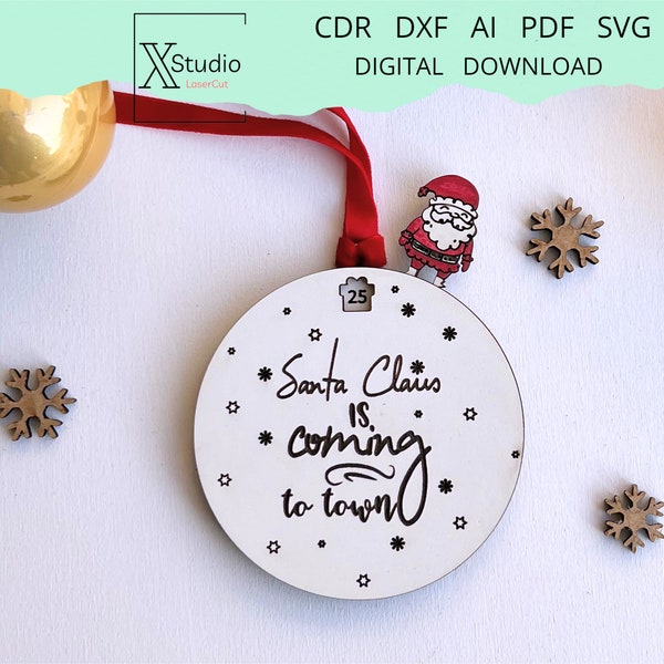Santa Claus Christmas Countdown SVG File Cut - Customizable Advent Calendar Craft
