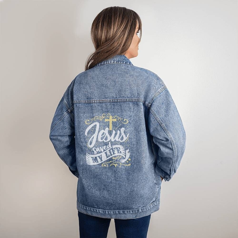 Cantonwalker Loose Women's Denim Jean Jacket,Oversize Vintage