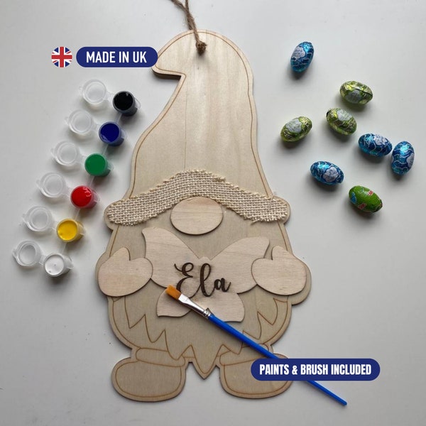 Personalised Spring Easter Gnome DIY Gift | Craft Painting Kit For Kids and Teens | Unpainted Blank Spring Ornament | Easter Party Favours
