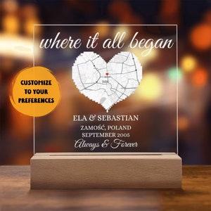 Anniversary Acrylic Gift, Personalised Night We Met Anniversary Print, Custom Map Gift for Her Wife Husband Girlfriend, Couple Wedding Gift