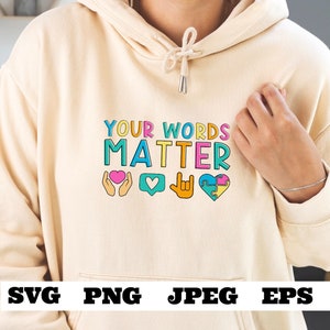 Tus palabras importan SVG png eps jpeg AAC SPED Inclusión de docentes, Neurodiversidad, Profesores, Idioma Educación especial, Las palabras importan, Discurso