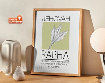 Jehovah Rapha Psalm 147:3 Digital Download PDF JPEG, Digital Art, Digital Art Printable, Printable, Christian Art, Christian Printable
