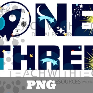Espace un et trois png | Un anniversaire de l'espace png | Premier anniversaire garçon TÉLÉCHARGEMENT NUMÉRIQUE 1er anniversaire un an Sublimation PNG