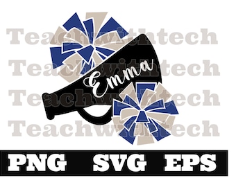 Cheer SVG -Megaphone Pom Poms SVG-  Cheerleader SVG - Cheer Clip Art - Svg Files For Cricut - Cheerleader Cut Files - Silhouette Cut Files -