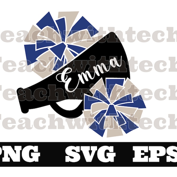 Cheer SVG -Megaphone Pom Poms SVG-  Cheerleader SVG - Cheer Clip Art - Svg Files For Cricut - Cheerleader Cut Files - Silhouette Cut Files -