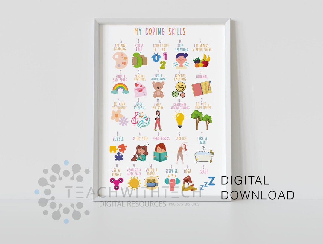 Coping Skills Poster - Mental Health - Social Worker Office Decor ...