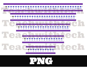 Number Line Colored Tape Download PNG - Horizontal Transparent PNG Files - 5 Different Number Lines Download 0 - 10 to 0 to 30 Number Lines