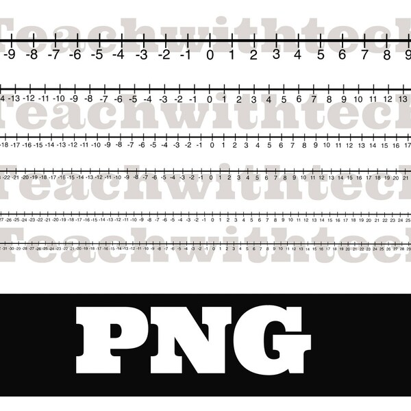 Integer Number Line Download PNG - Horizontal Transparent PNG Files - 9 Different Number Lines Download -50 - 50 to -10 to 10 Number Lines