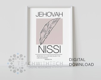 Jehovah Nissi Exodus 17:15 Digital Download PDF JPEG, Digital Art, Digital Art Printable, Printable, Christian Art, Christian Printable