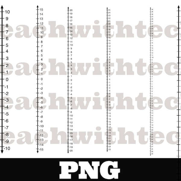 Number Line Integer Download PNG - Vertical Transparent PNG Files - 9 Different Number Lines Download 10 - 10 to -50 to 50 Number Lines