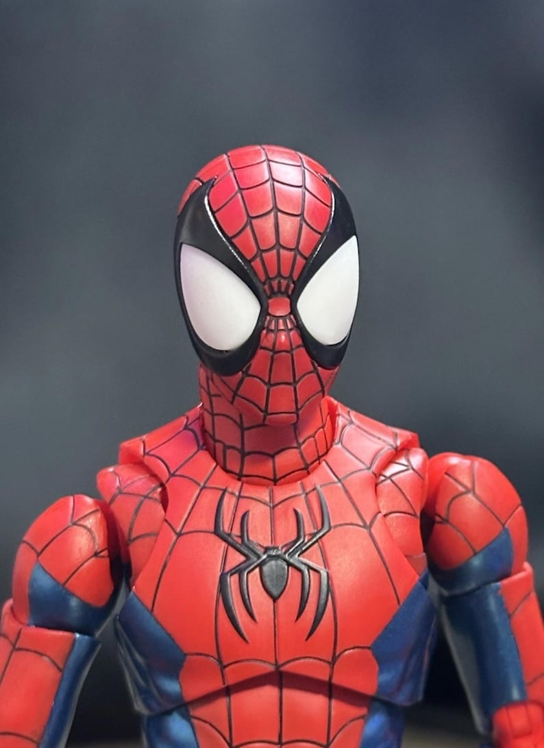 SOLO TESTA SH Figuarts Rosso Blu Ultimate Spider-Man Mark Bagley Personalizzato Scala 1/12 immagine 2