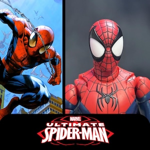 SOLO TESTA SH Figuarts Rosso Blu Ultimate Spider-Man Mark Bagley Personalizzato Scala 1/12 immagine 1