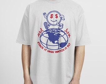 STACK IT HIGH camiseta de monedas - Camiseta Rap - Camiseta cómoda - Ropa de calle - Ropa de calle para hombre