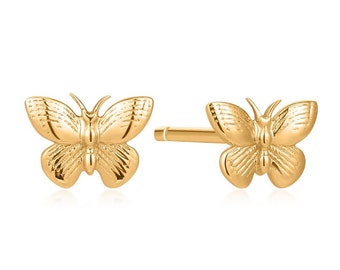 14K Solid Gold Tiny butterfly Stud earrings!  Lover Era perfect!