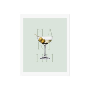 Elegant Martini Fine Art Poster, Home Décor, Bar Wall Art, Cocktail Lover Gift, Modern Wall Art, Green Aesthetic 8&quot; x 10&quot;