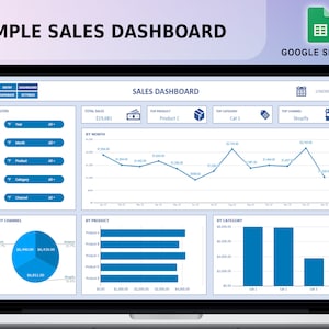 Simple Sales Dashboard with Entry Form, Google Sheets Sales Dasbhoard, E-Commece Sales Tracker, Automated Sales Spreadsheet
