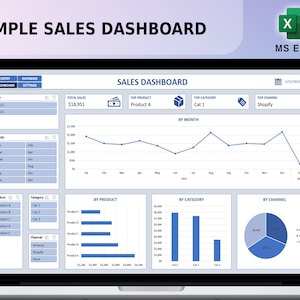 Einfaches Sales Dashboard mit Eingabeformular, Excel Sales Dasbhoard, E-Commece Sales Tracker, Automated Sales Spreadsheet