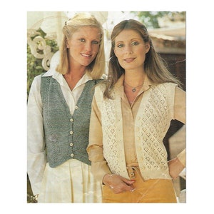 Vintage Knitting pattern Ladies 4 Ply Knit waistcoat 30-36 Inches, 4 sizes (PDF Download)