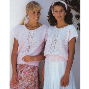 Vintage Knitting pattern Ladies short sleeve Summer top Double Knit 30-44 Inches, 4 sizes (PDF Download)