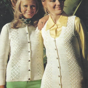 Vintage Crochet pattern Ladies Crochet Jacket & Waistcoat, Double Knit 34-44 Inches, 6 sizes (PDF Download)