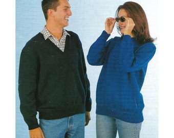 Vintage Strickanleitung Damen & Herren 4 Ply Pullover 87-112 cm, 3 Größen (PDF Download)