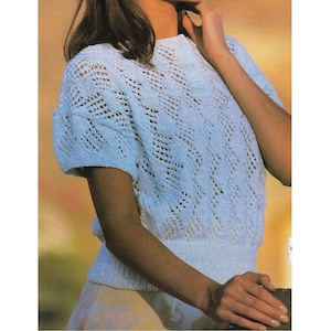 Vintage Knitting pattern Ladies short sleeve Summer top Double Knit 28-42 Inches, 4 sizes (PDF Download)