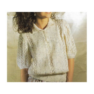 Vintage Knitting pattern Ladies short sleeve Summer top Double Knit 28-40 Inches, 7 sizes (PDF Download)