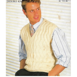 Vintage Knitting pattern Mens Slipover, Vest, Tank Top Double Knit 36-46 Inches, 6 sizes (PDF Download)