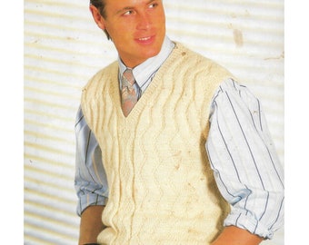 Vintage Strickanleitung Herren Pullunder, Pullunder, Pullunder, Pullunder, Doppelstrick 36-46 Inches, 6 Größen (PDF Download)