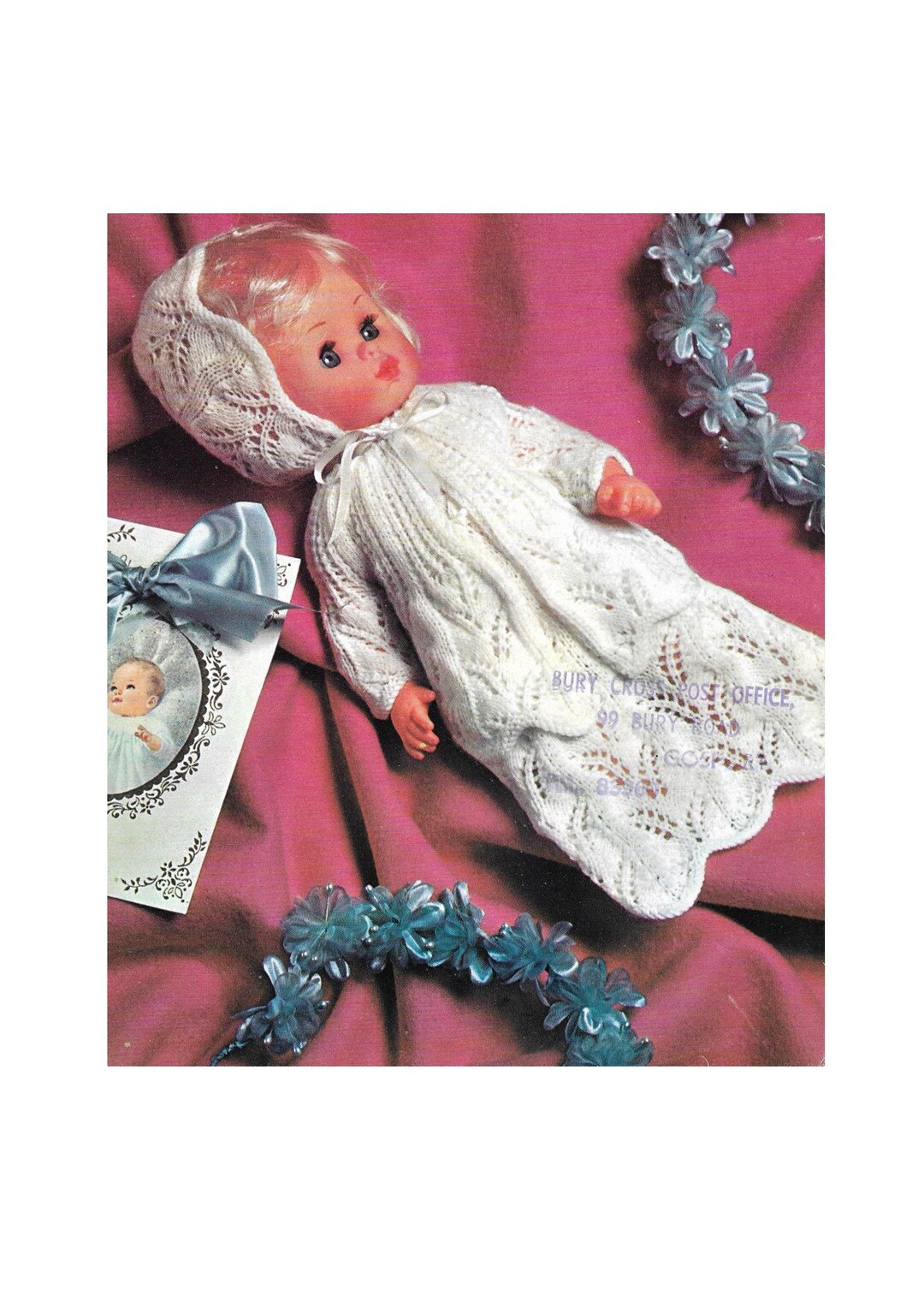Vintage Knitting Pattern 14 Inch Dolls Clothes Baby Doll Outfit, Dress
