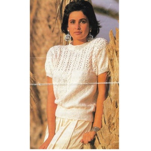 Vintage Knitting pattern Ladies short sleeve Summer top Double Knit 28-42 Inches, 4 sizes (PDF Download)