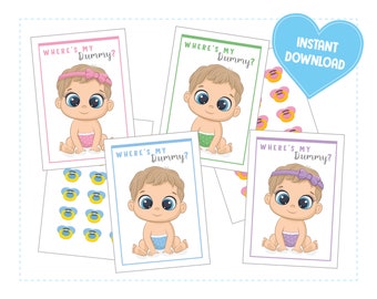 Pin The Dummy on the Baby, Baby Shower, Gender Reveal, Twins, DIGITAL DOWNLOAD