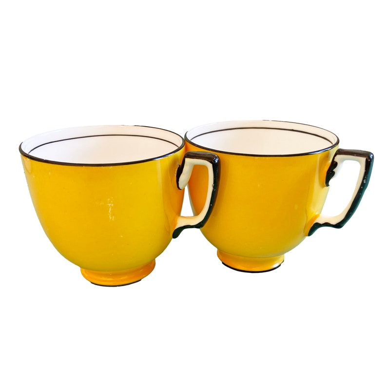 Adderley Ware Hand Decorated Bright Yellow Cups and Saucers Set of 2 From 1930s 1940s Etsy UK