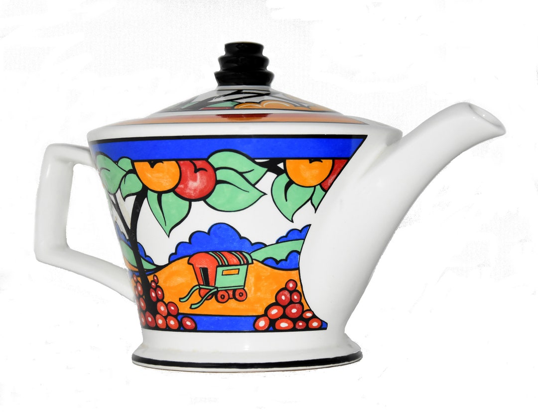 James Sadler Caravan Teapot Clarice Cliff Inspired Etsy