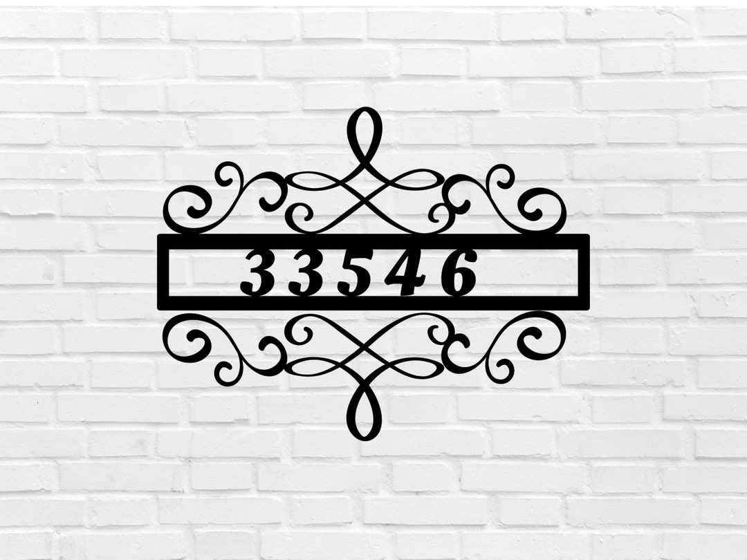Fancy Metal House Number Sign, Custom House Number Sign, Swirled Metal