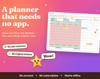 Interactive Browser Planner, No App Needed, Hourly Time Blocking (6 Month)