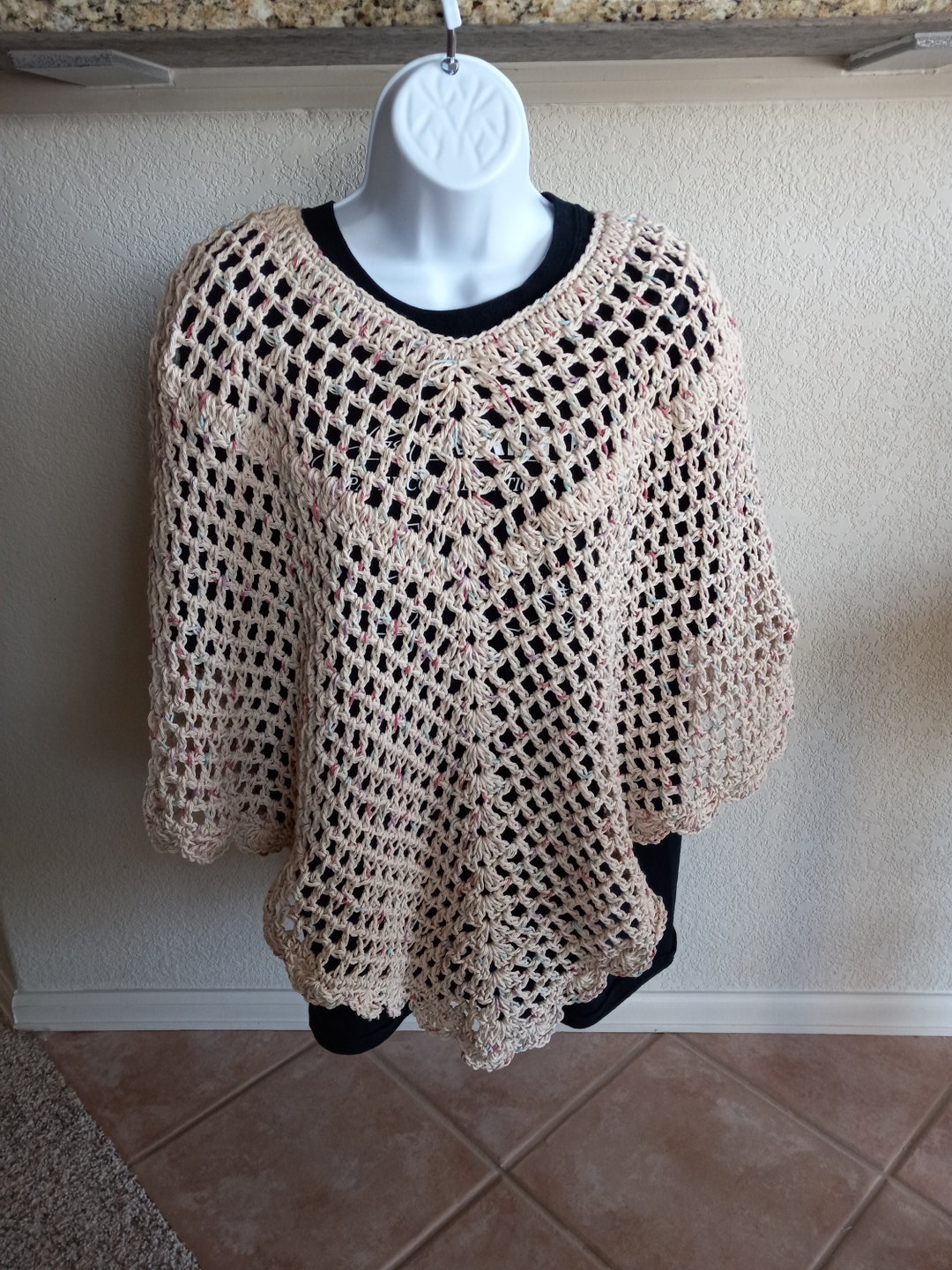 Women Poncho Yellow Crochet main image 0