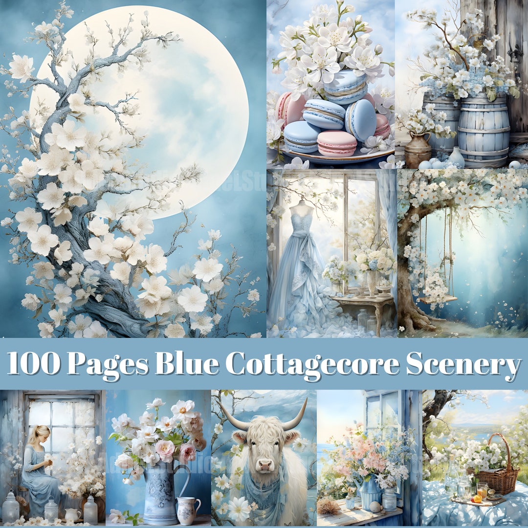 Cozy Blue Cottage Junk Journal - Vintage Cottagecore Scenery Journal ...