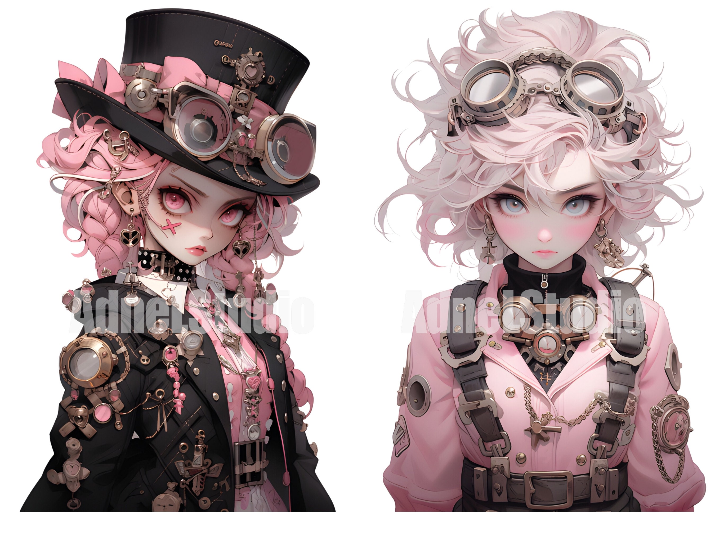 Pink Steampunk Girl Clipart - Pink Victorian Steampunk Clipart, Anime ...