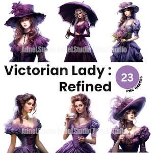 Victorian Lady Clipart - Watercolor Victorian Women Clipart, Vintage Women PNG, Victorian Dress PNG, Junk Journal, Paper Craft  Scrapbooking