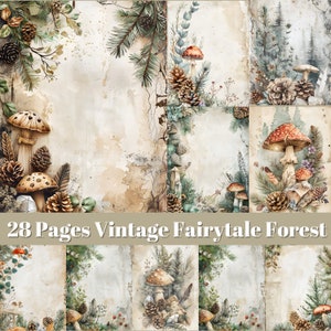 Vintage Fairy Forest Junk Journal, pages imprimables de journal de forêt de conte de fées, papier éphémère de fées, collage de photos, scrapbooking numérique