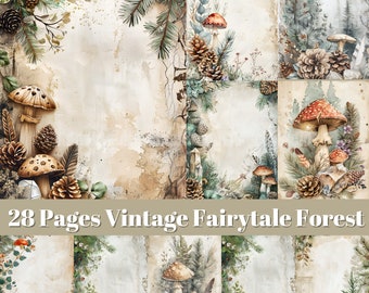 Vintage Fairy Forest Junk Journal, Printable Fairytale Forest Journal Pages, Fairy Ephemera Paper, Picture Collage, Digital Scrapbooking