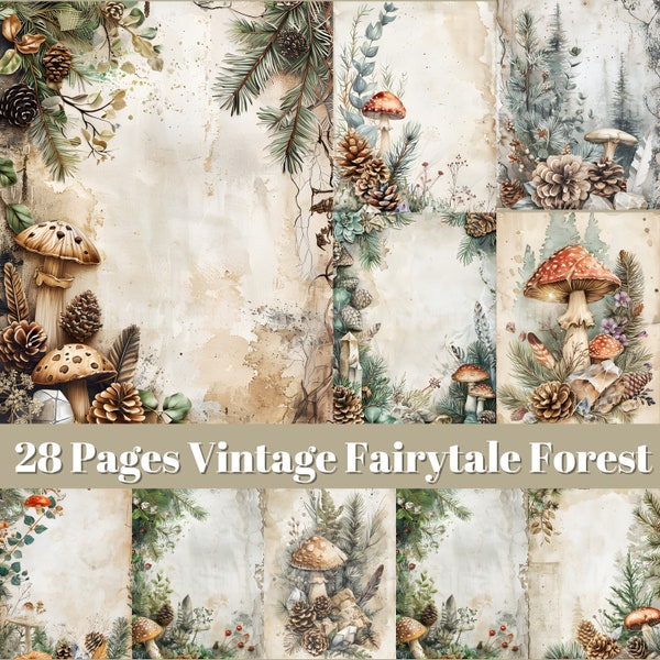 Vintage Fairy Forest Junk Journal, Printable Fairytale Forest Journal Pages, Fairy Ephemera Paper, Picture Collage, Digital Scrapbooking