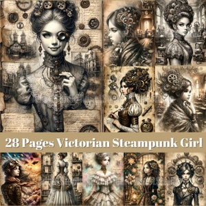 Vintage Steampunk Junk Journal, Victorian Girl Junk Journal, Steampunk Ephemera, Steampunk Mixed Media, Steampunk Background Picture Collage