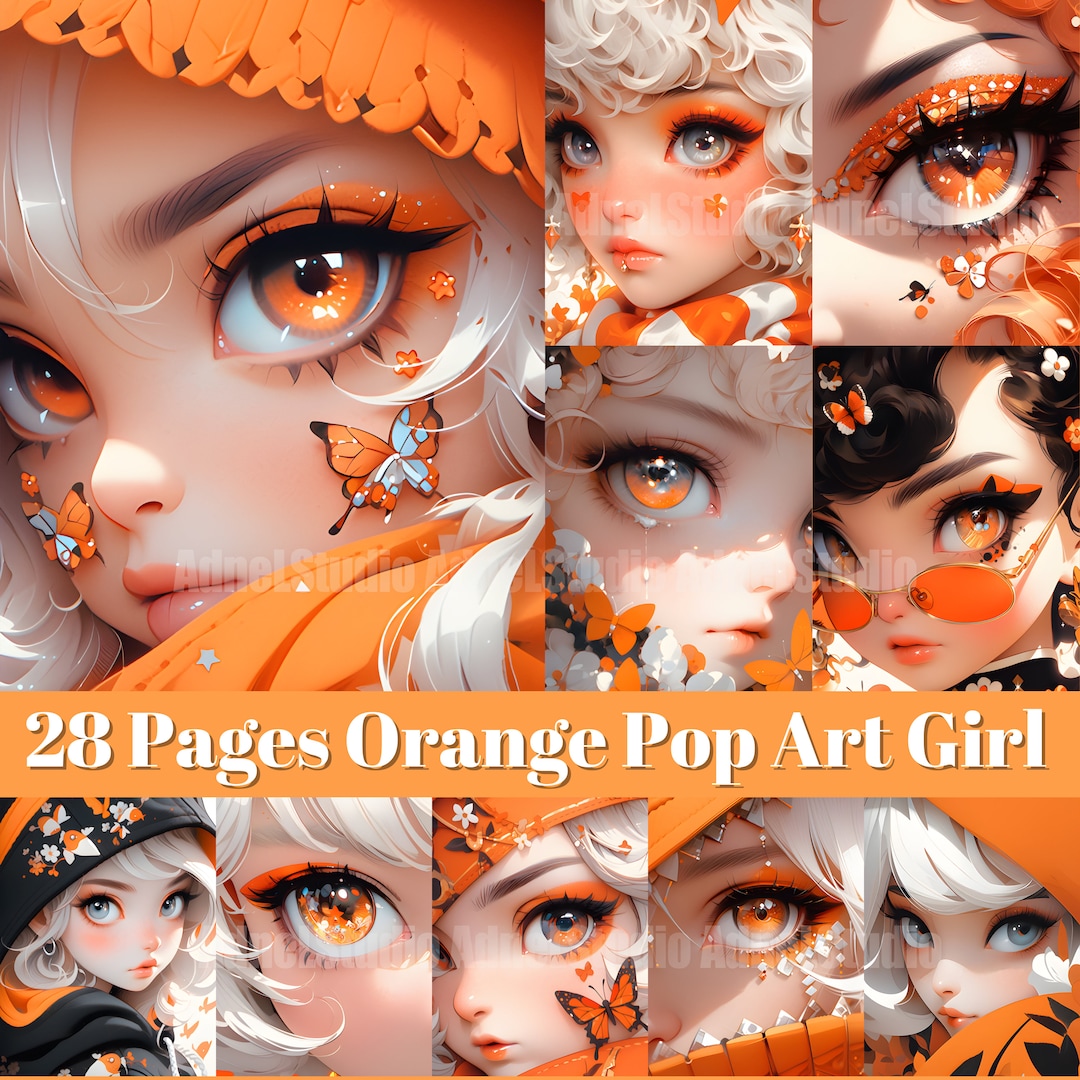 Orange Pop Art Girl Junk Journal Orange Fantasy Girl Junk Etsy