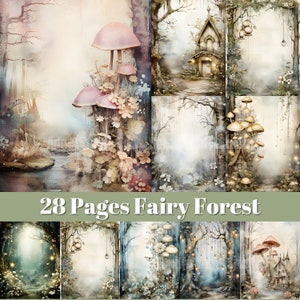 Fairy Forest Junk Journal, Afdrukbare Fairytale Journal Pagina's, Fairy Ephemera Papier, Mixed Media, Fotocollage, Digitale Scrapbooking