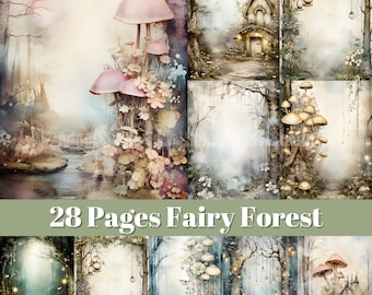 Fairy Forest Junk Journal, Printable Fairytale Journal Pages, Fairy Ephemera Paper, Mixed Media, Picture Collage, Digital Scrapbooking