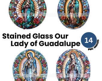 Stained Glass Our Lady of Guadalupe Clipart - Virgin Mary PNG, Nuestra Señora de Guadalupe PNG, Virgin Mary Crafting Digital Paper Crafts