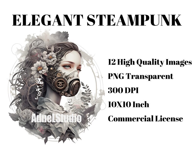 Akvarell elegant Steampunk Clipart - elegant fantasy Steampunk Ephemera Clipart, digital collage viktoriansk Steampunk PNG, fantasy Clipart bild 5